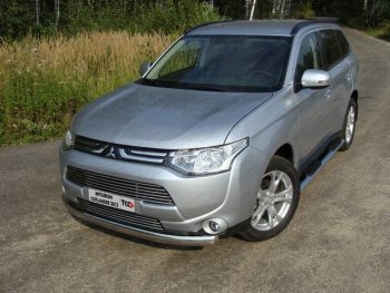 Защита переднего бампера нижняя овальная 75*42 мм ТСС Тюнинг Mitsubishi (Митсубиси) Outlander (Аутлэндэр)  GF (2012-2014) GF дорестайлинг  (нержавейка)