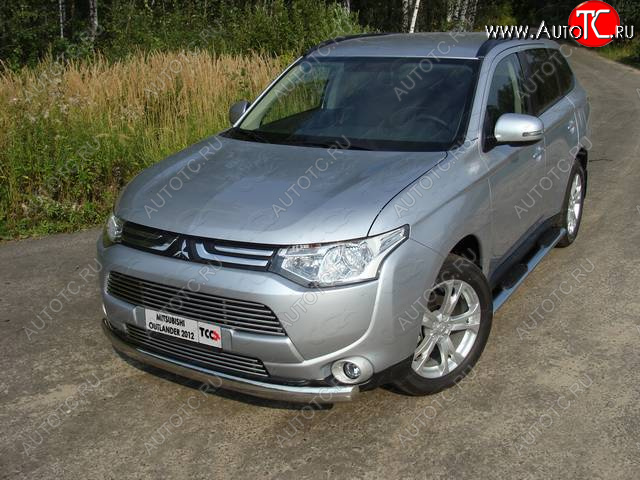 20 899 р. Защита переднего бампера нижняя овальная 75*42 мм ТСС Тюнинг  Mitsubishi Outlander  GF (2012-2014) дорестайлинг (нержавейка)  с доставкой в г. Краснодар