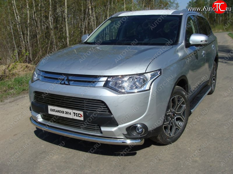 18 699 р. Защита переднего бампера нижняя d60,3 мм ТСС Тюнинг  Mitsubishi Outlander  GF (2014-2016) 1-ый рестайлинг (нержавейка)  с доставкой в г. Краснодар