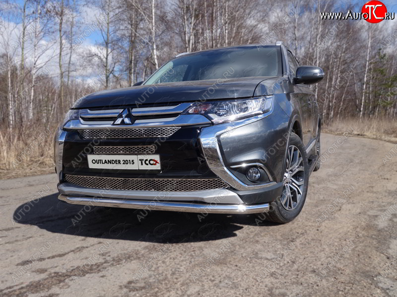 22 599 р.  Защита передняя нижняя длинная 60,3 мм ТСС Тюнинг  Mitsubishi Outlander  GF (2015-2018) 2-ой рестайлинг (нержавейка)  с доставкой в г. Краснодар