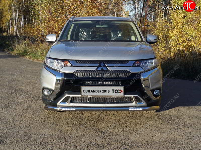 32 999 р. Защита переднего бампера нижняя с ДХО 60,3 мм ТСС Тюнинг Mitsubishi Outlander GF 3-ий рестайлинг (2018-2022) (нержавейка)  с доставкой в г. Краснодар