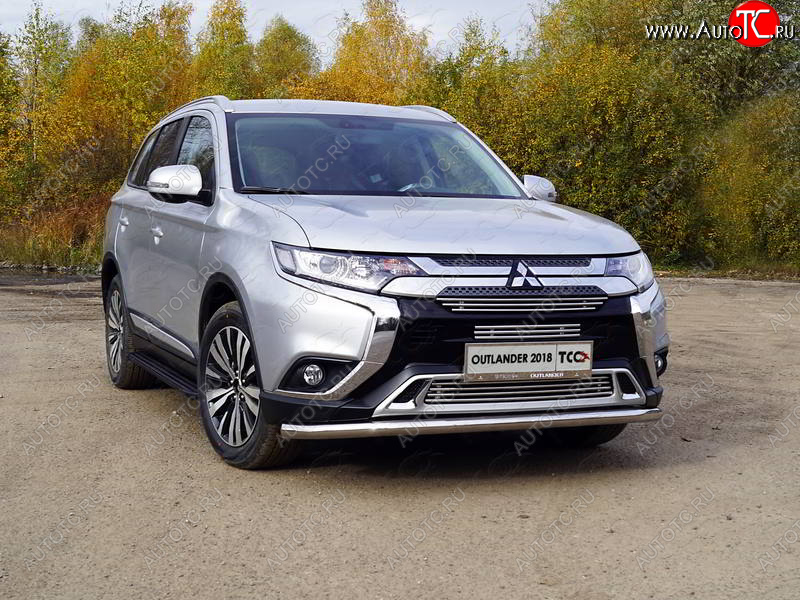 22 599 р. Защита передняя нижняя длинная 60,3 мм ТСС Тюнинг Mitsubishi Outlander GF 3-ий рестайлинг (2018-2022) (нержавейка)  с доставкой в г. Краснодар