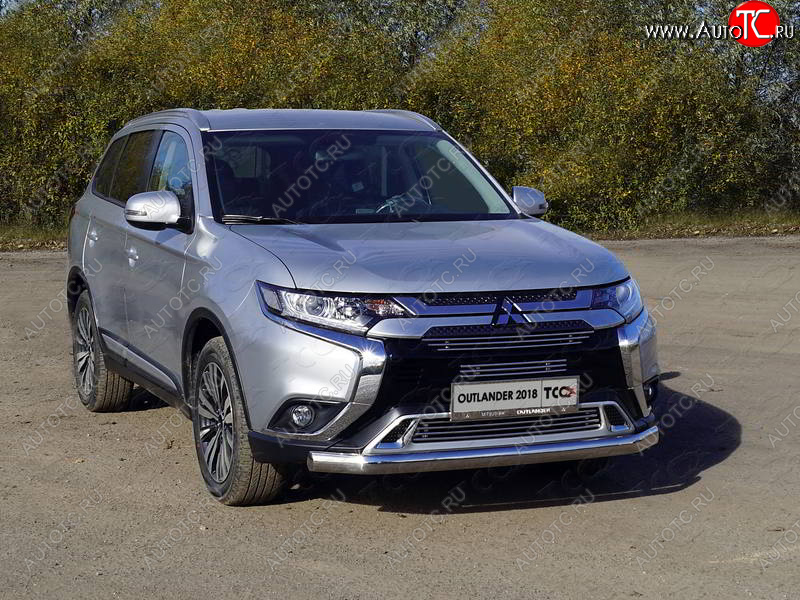 22 799 р. Защита переднего бампера нижняя овальная 75*42 мм ТСС Тюнинг Mitsubishi Outlander GF 3-ий рестайлинг (2018-2022) (нержавейка)  с доставкой в г. Краснодар