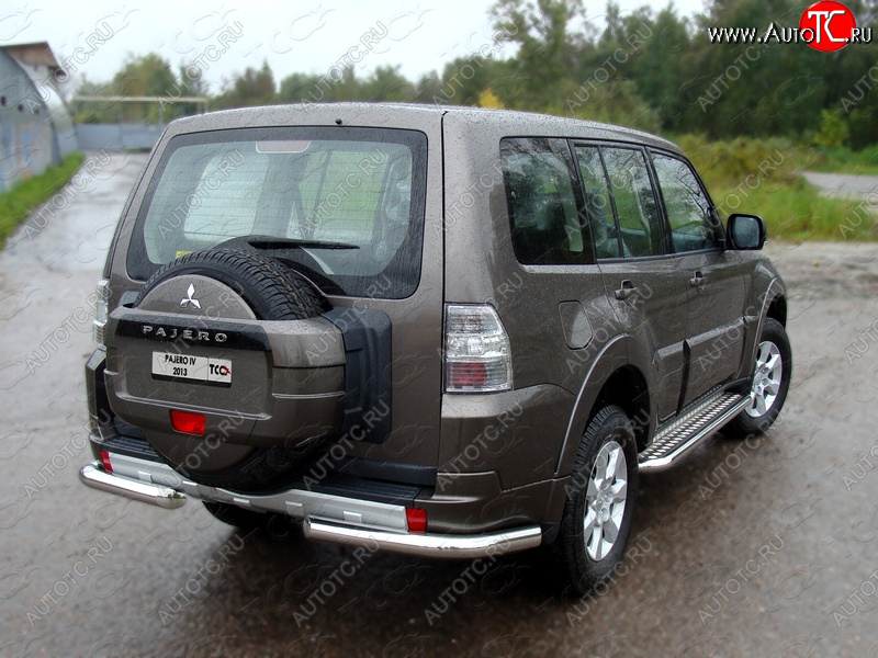 22 599 р. Защита задняя (уголки, нержавейка 76,1 мм) ТСС Тюнинг  Mitsubishi Pajero  4 V80 (2011-2014) 3 дв. 1-ый рестайлинг  с доставкой в г. Краснодар