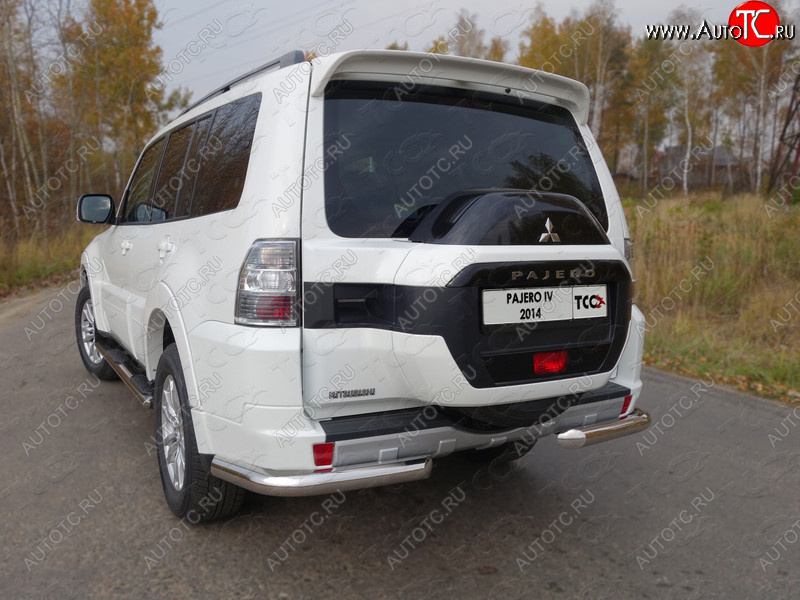 22 999 р. Защита задняя (уголки, нержавейка 76,1 мм) ТСС Тюнинг  Mitsubishi Pajero  4 V90 (2014-2020) 2-ой рестайлинг  с доставкой в г. Краснодар