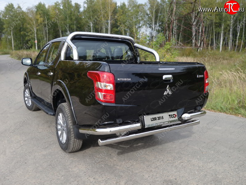 26 699 р. Защита задняя (уголки, нержавейка 76,1 мм) ТСС Тюнинг  Mitsubishi Pajero Sport  PB (2013-2017) рестайлинг  с доставкой в г. Краснодар