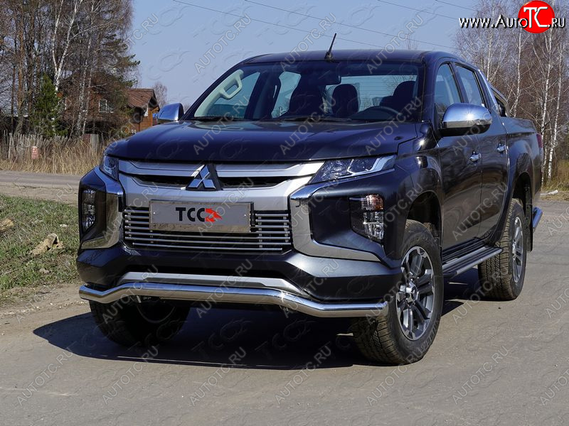 22 999 р. Защита переднего бампера волна d76,1 мм ТСС Тюнинг  Mitsubishi L200  5 KK,KL (2018-2022) рестайлинг (нержавейка)  с доставкой в г. Краснодар