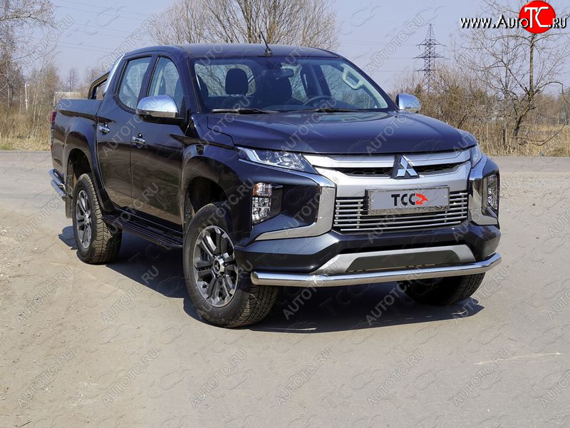 20 899 р. Защита переднего бампера нижняя 76,1 мм ТСС Тюнинг Mitsubishi L200 5 KK,KL рестайлинг (2018-2022) (нержавейка)  с доставкой в г. Краснодар