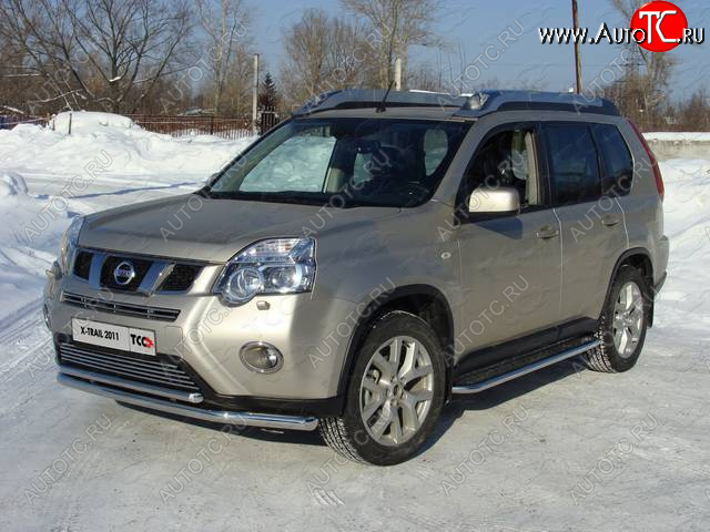 21 799 р. Защита переднего бампера нижняя d60,3*42,4 мм ТСС Тюнинг  Nissan X-trail  2 T31 (2010-2015) рестайлинг (нержавейка)  с доставкой в г. Краснодар