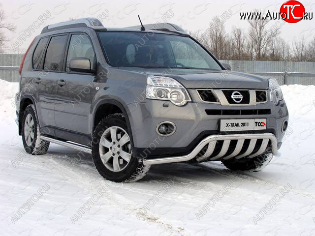 28 999 р. Защита переднего бампера нижняя 60,3*75 мм ТСС Тюнинг Nissan X-trail 2 T31 рестайлинг (2010-2015) (нержавейка)  с доставкой в г. Краснодар