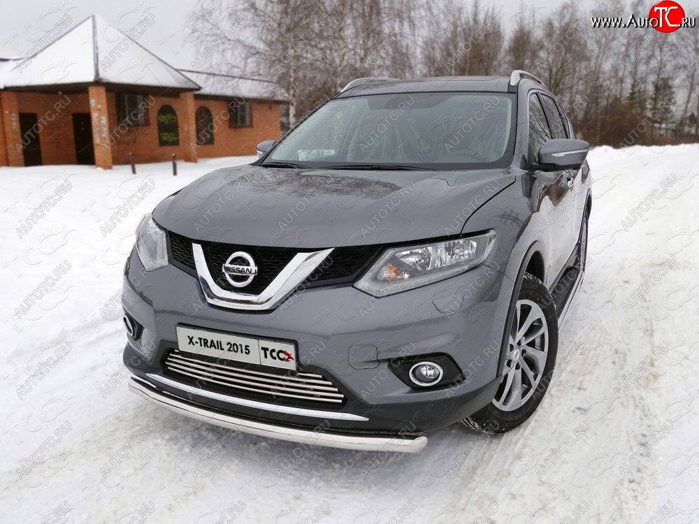 15 549 р. Защита передняя нижняя короткая 60,3 мм ТСС Тюнинг  Nissan X-trail  3 T32 (2013-2018) дорестайлинг (нержавейка)  с доставкой в г. Краснодар