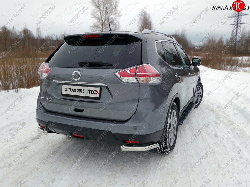 18 699 р. Защита заднего бампера (уголки, d60,3 мм) TCC Nissan X-trail 3 T32 дорестайлинг (2013-2018)  с доставкой в г. Краснодар