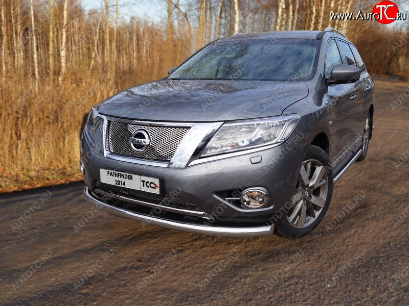 24 949 р. Защита переднего бампера нижняя d76,1 мм ТСС Тюнинг Nissan Pathfinder R52 дорестайлинг (2012-2017) (нержавейка)  с доставкой в г. Краснодар