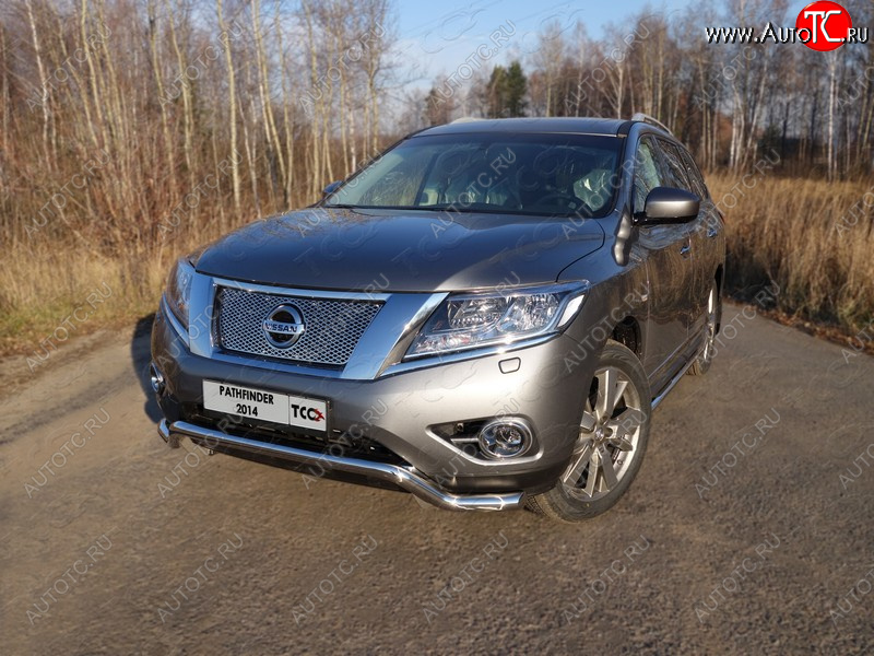 25 599 р. Защита переднего бампера кенгурин 60,3 мм ТСС Тюнинг  Nissan Pathfinder  R52 (2012-2017) дорестайлинг (нержавейка)  с доставкой в г. Краснодар