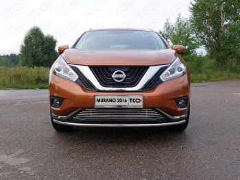 17 649 р. Защита переднего бампера нижняя d42,4 мм ТСС Тюнинг Nissan Murano 3 Z52 дорестайлинг (2015-2022) (нержавейка)  с доставкой в г. Краснодар. Увеличить фотографию 1