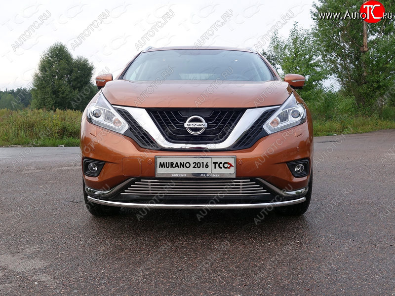 17 649 р. Защита переднего бампера нижняя d42,4 мм ТСС Тюнинг Nissan Murano 3 Z52 дорестайлинг (2015-2022) (нержавейка)  с доставкой в г. Краснодар