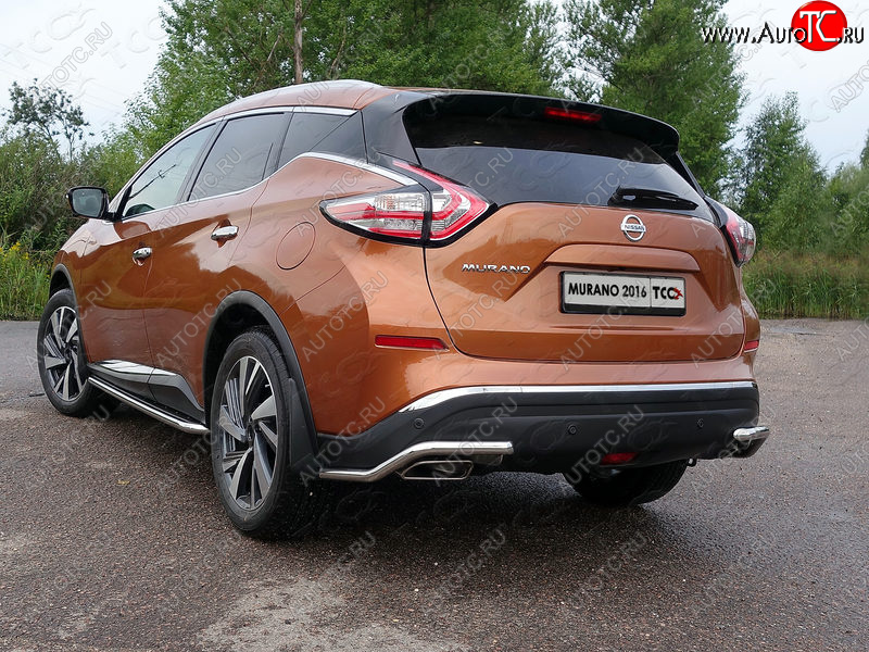 15 549 р. Защита заднего бампера (уголки, d42,4 мм) TCC Nissan Murano 3 Z52 дорестайлинг (2015-2022)  с доставкой в г. Краснодар