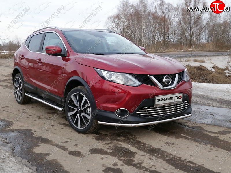 16 899 р. Защита переднего бампера нижняя 42,4 мм ТСС Тюнинг Nissan Qashqai 2 J11 дорестайлинг (2013-2019) (нержавейка)  с доставкой в г. Краснодар