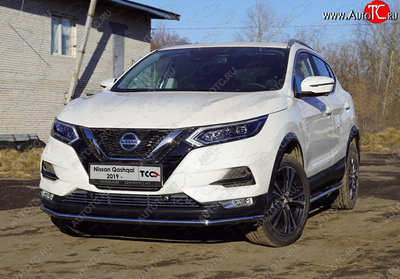 18 399 р. Защита переднего бампера нижняя 42,4 мм ТСС Тюнинг Nissan Qashqai 2 J11 рестайлинг (2017-2022) (нержавейка)  с доставкой в г. Краснодар