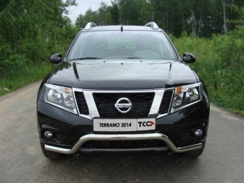 17 649 р. Защита переднего бампера кенгурин 60,3 мм ТСС Тюнинг Nissan Terrano D10 дорестайлинг (2013-2016) (нержавейка)  с доставкой в г. Краснодар. Увеличить фотографию 1