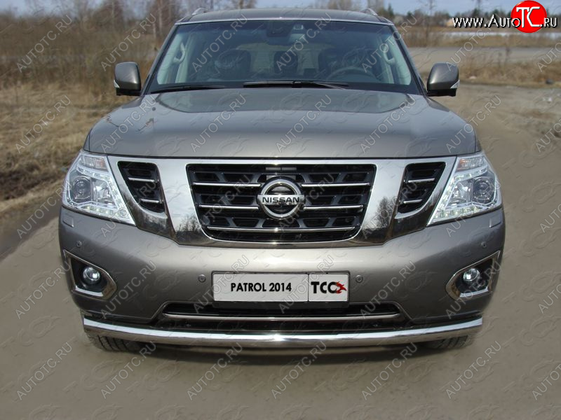 29 999 р. Защита переднего бампера нижняя 76,1 мм ТСС тюнинг  Nissan Patrol  6 (2014-2017) Y62 рестайлинг (нержавейка)  с доставкой в г. Краснодар