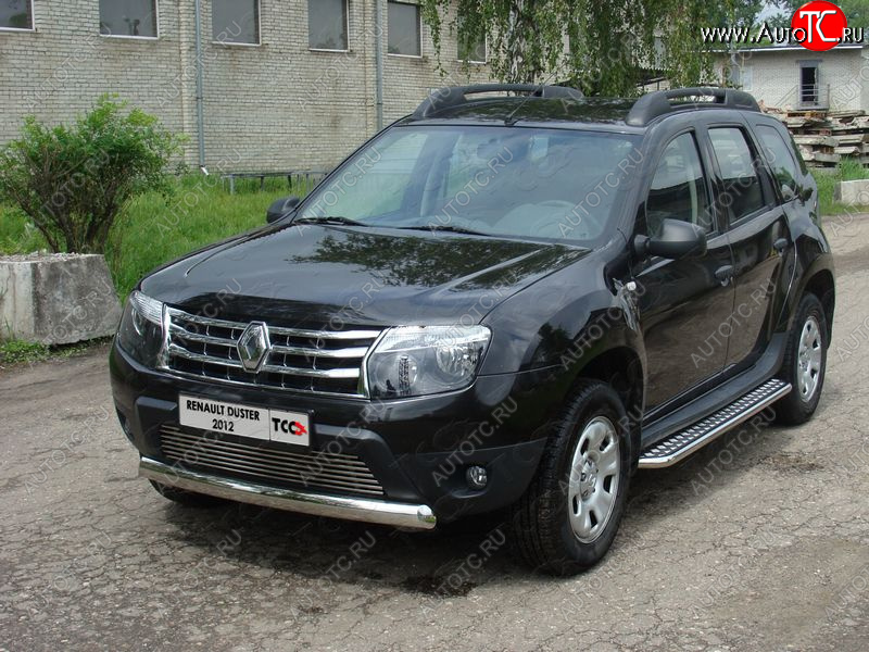 16 849 р. Защита передняя овальная короткая 75х42 мм ТСС Тюнинг  Renault Duster  HS (2010-2015) дорестайлинг (нержавейка)  с доставкой в г. Краснодар