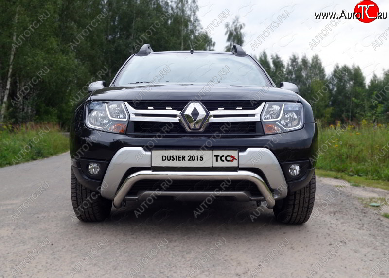 16 899 р. Защита переднего бампера кенгурин 60,3 мм ТСС Тюнинг Renault Duster HS рестайлинг (2015-2021) (нержавейка)  с доставкой в г. Краснодар