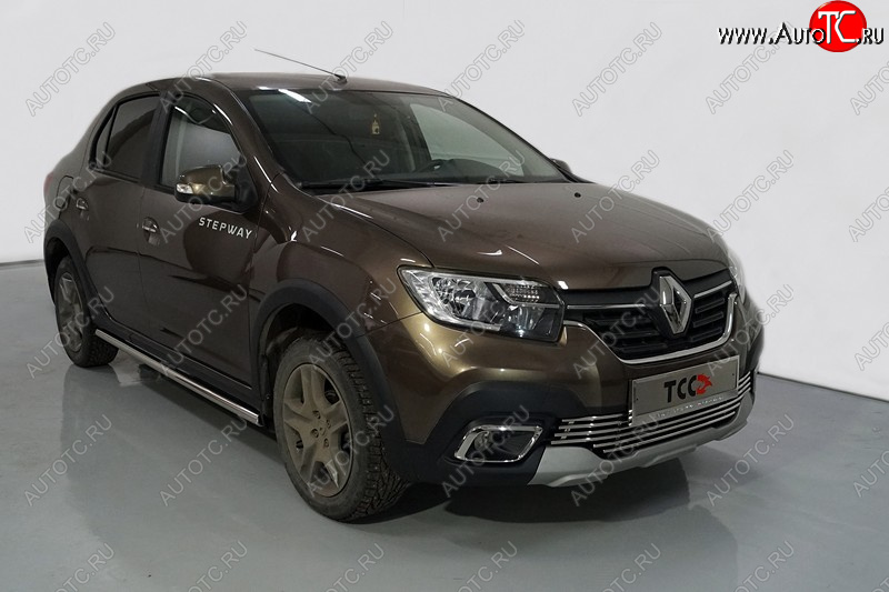 19 999 р. Защита порогов труба d42,4 мм ТСС Тюнинг  Renault Logan Stepway (2018-2024) (серые)  с доставкой в г. Краснодар