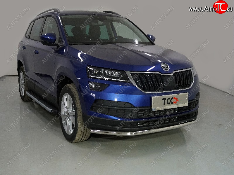 16 999 р. Защита переднего бампера нижняя d42,4 мм ТСС Тюнинг  Skoda Karoq  NU7 (2020-2024) рестайлинг (нержавейка)  с доставкой в г. Краснодар