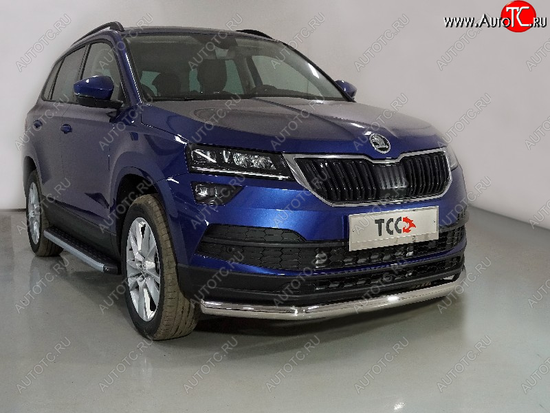 17 099 р. Защита переднего бампера нижняя d60,3 мм ТСС Тюнинг Skoda Karoq NU7 рестайлинг (2020-2025) (нержавейка)  с доставкой в г. Краснодар