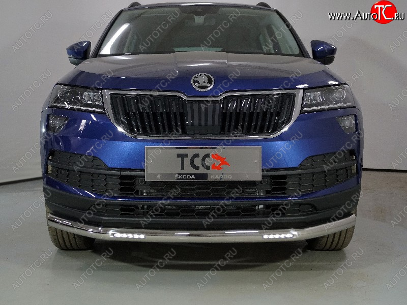 36 849 р. Защита переднего бампера нижняя с ДХО 60,3 мм ТСС Тюнинг  Skoda Karoq  NU7 (2020-2024) рестайлинг (нержавейка)  с доставкой в г. Краснодар