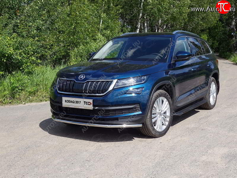 16 899 р. Защита переднего бампера нижняя d42,4 мм ТСС Тюнинг  Skoda Kodiaq  NU7 (2017-2021) дорестайлинг (нержавейка)  с доставкой в г. Краснодар