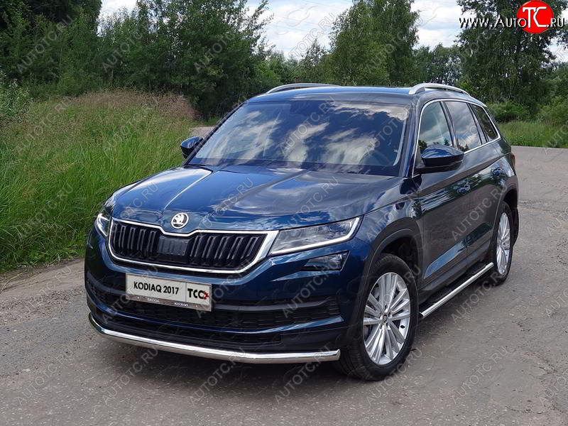 18 699 р. Защита переднего бампера нижняя d60,3 мм ТСС Тюнинг Skoda Kodiaq NU7 дорестайлинг (2017-2021) (нержавейка)  с доставкой в г. Краснодар