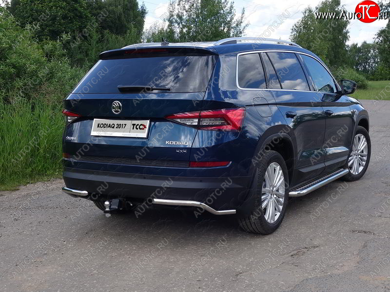 13 999 р. Защита заднего бампера (уголки, d42,4 мм) TCC Skoda Kodiaq NU7 дорестайлинг (2017-2021)  с доставкой в г. Краснодар