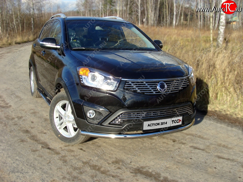 19 999 р. Защита переднего бампера нижняя d60,3 мм ТСС Тюнинг  SSANGYONG Actyon (2013-2021) рестайлинг (нержавейка)  с доставкой в г. Краснодар