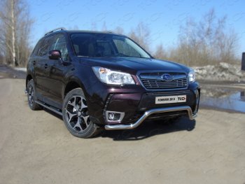 Защита переднего бампера кенгурин 60,3 мм ТСС Тюнинг Subaru (Субару) Forester (Форестер)  SJ (2012-2016) SJ дорестайлинг  (нержавейка)