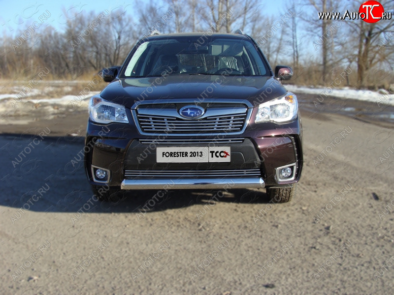 4 649 р. Нижняя декоративная вставка в бампер (спорт) ТСС Тюнинг Subaru Forester SJ дорестайлинг (2012-2016) (d 12 мм)  с доставкой в г. Краснодар