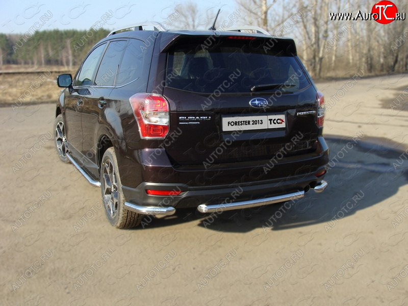 18 699 р. Защита заднего бампера (уголки, d60,3 мм) TCC Subaru Forester SJ дорестайлинг (2012-2016)  с доставкой в г. Краснодар