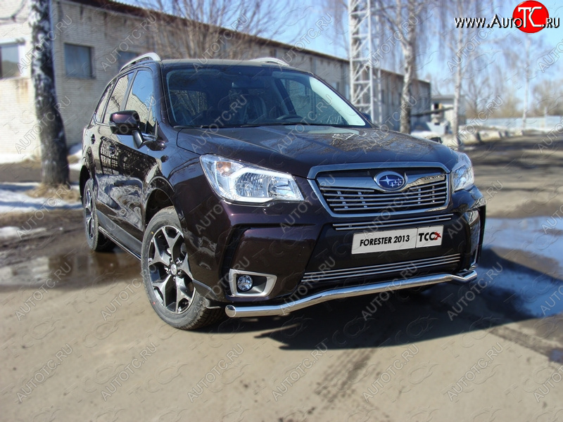 21 799 р. Защита переднего бампера нижняя d60,3 мм ТСС Тюнинг Subaru Forester SJ дорестайлинг (2012-2016) (нержавейка)  с доставкой в г. Краснодар