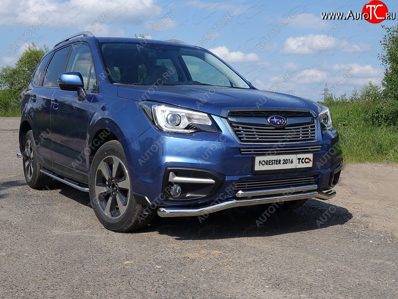 4 649 р. Нижняя декоративная вставка в бампер ТСС Тюнинг Subaru Forester SJ рестайлинг (2016-2019) (d 12 мм)  с доставкой в г. Краснодар