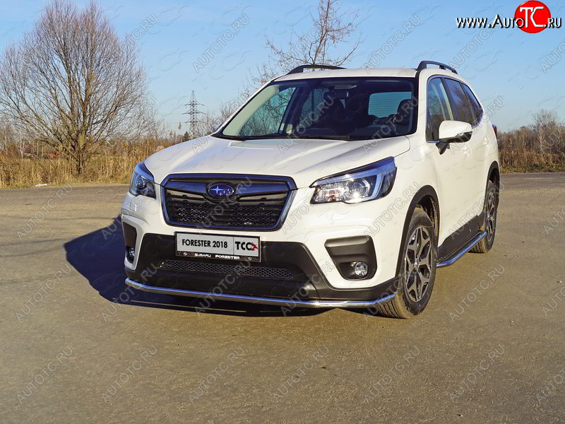 21 799 р. Защита переднего бампера нижняя d42,4 мм ТСС Тюнинг Subaru Forester SK/S14 дорестайлинг (2018-2021) (нержавейка)  с доставкой в г. Краснодар