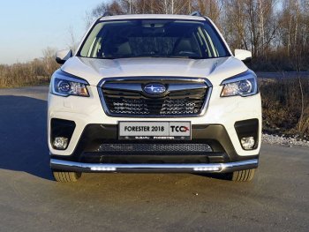 Защита передняя нижняя овальная с ДХО 75х42 мм ТСС Тюнинг Subaru Forester SK/S14 дорестайлинг (2018-2021)  (нержавейка)