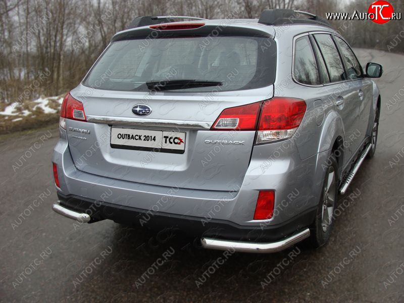 18 699 р. Защита заднего бампера (уголки, d60,3 мм) TCC  Subaru Outback  BR, (2012-2015) B14)  рестайлинг универсал  с доставкой в г. Краснодар