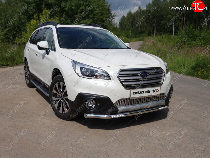 39 999 р. Защита переднего бампера нижняя с ДХО 60,3 мм ТСС Тюнинг  Subaru Outback  BS/B15 (2014-2018) дорестайлинг универсал (нержавейка)  с доставкой в г. Краснодар