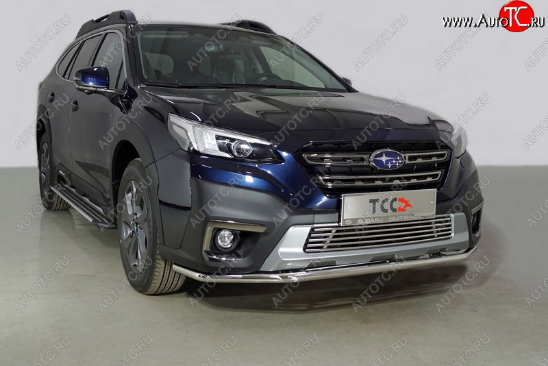 17 799 р. Защита переднего бампера нижняя d42,4 мм ТСС Тюнинг  Subaru Outback  BT (2019-2024) универсал (нержавейка)  с доставкой в г. Краснодар