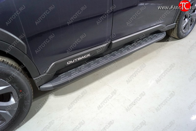 21 349 р. Пороги алюминиевые с пластиковой накладкой ТСС Тюнинг  Subaru Outback  BT (2019-2024) универсал (карбон черные)  с доставкой в г. Краснодар