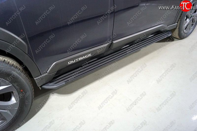 21 349 р. Пороги алюминиевые Slim Line ТСС Тюнинг  Subaru Outback  BT (2019-2024) универсал (Black)  с доставкой в г. Краснодар