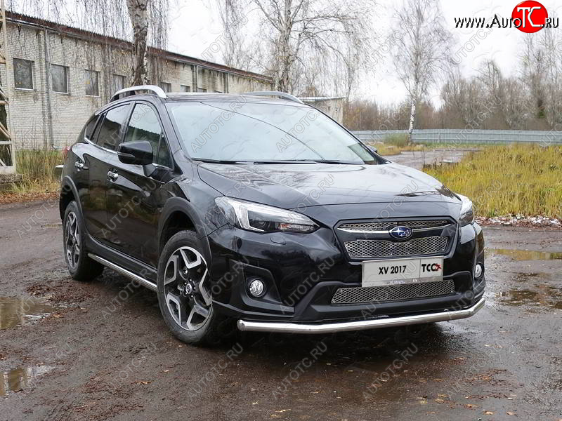 17 649 р. Защита переднего бампера нижняя d60,3 мм ТСС Тюнинг Subaru XV GT/G24 дорестайлинг (2017-2021) (нержавейка)  с доставкой в г. Краснодар