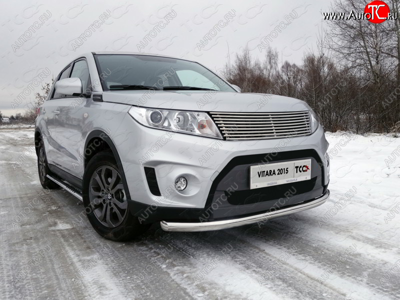 16 899 р. Защита переднего бампера нижняя d60,3 мм ТСС Тюнинг  Suzuki Vitara  LY (2015-2019) дорестайлинг (нержавейка)  с доставкой в г. Краснодар