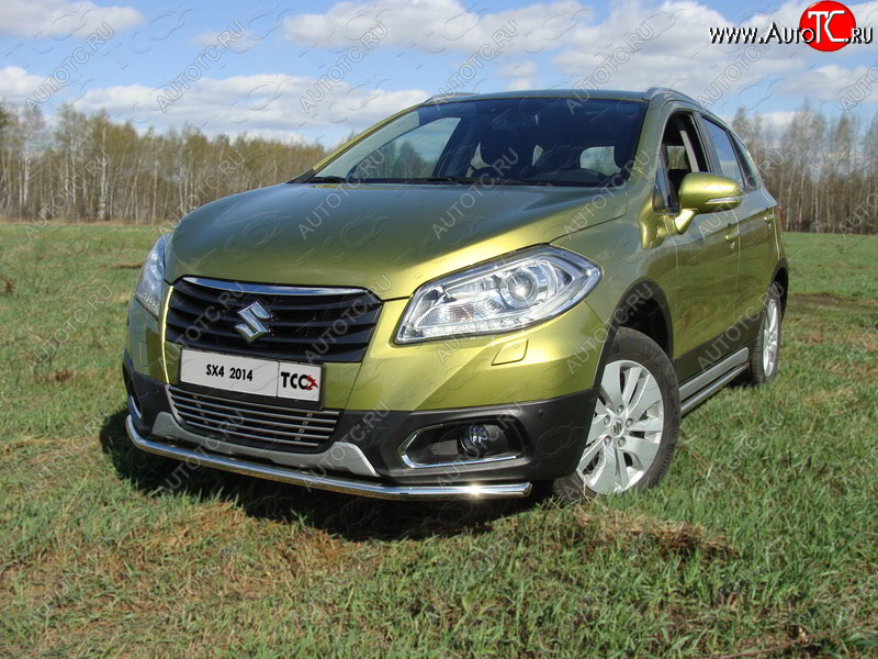 15 549 р. Защита переднего бампера нижняя d42,4 мм ТСС Тюнинг  Suzuki SX4  JYB, JYA (2013-2016) хэтчбэк дорестайлинг (нержавейка)  с доставкой в г. Краснодар